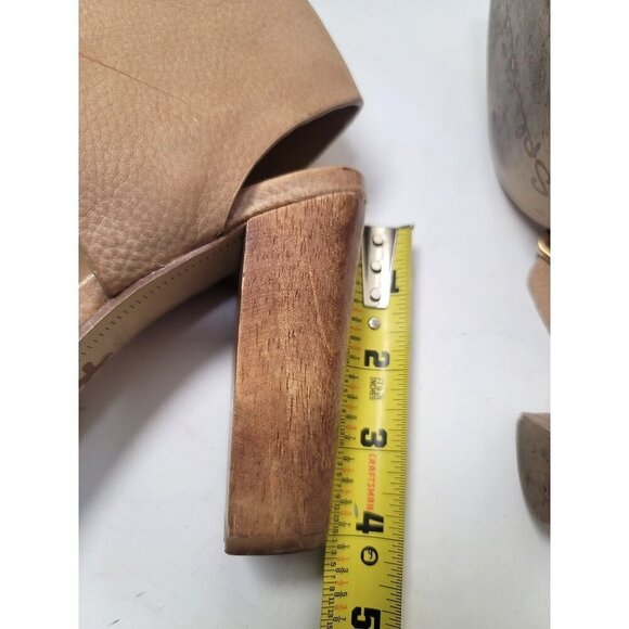 Splendid Women's Leather & Wood Sandal Heels Ankle Strap In Tan Size 7.5 M - Picture 9 of 12